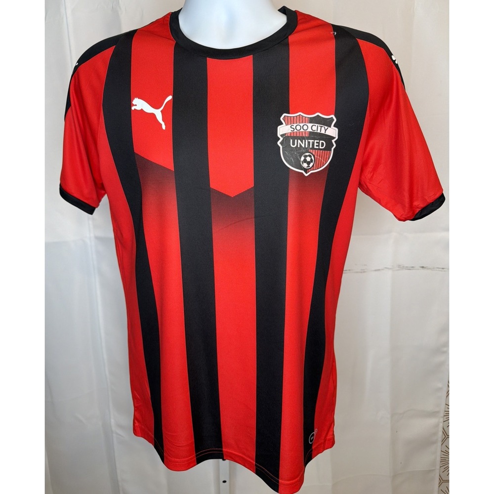 Puma Soo City United Soccer Jersey Men's Small #7 Red Black Sault Ste Marie